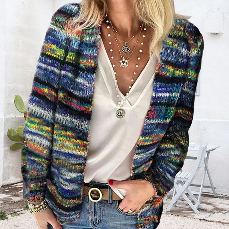 Women's Rainbow Striped Cardigan