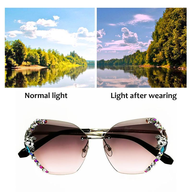 Vintage Fashion Rimless Crystal Sunglasses