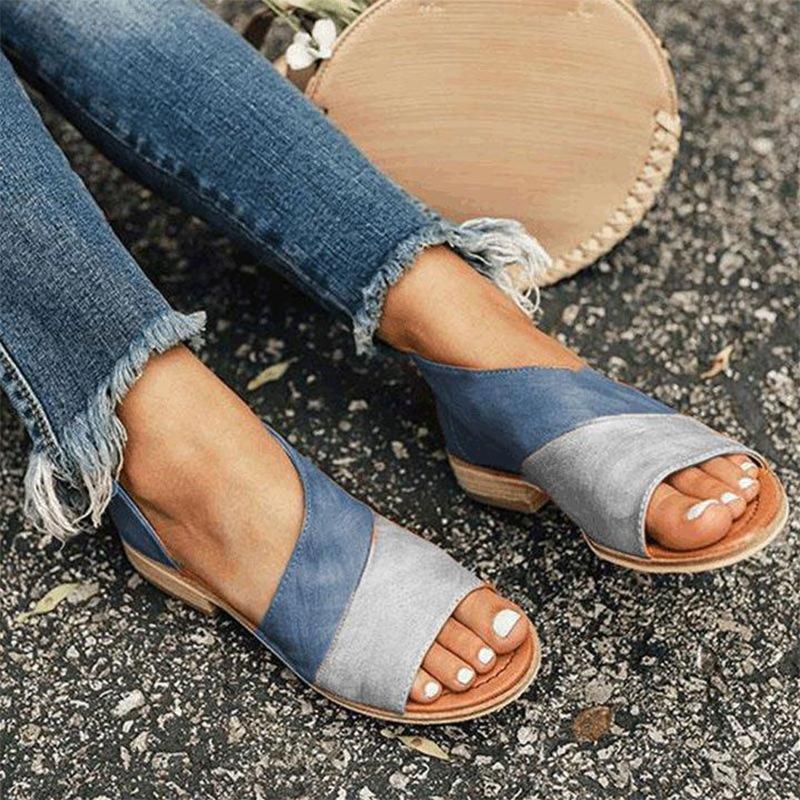 Women Daily Low Heel Panel Sandals