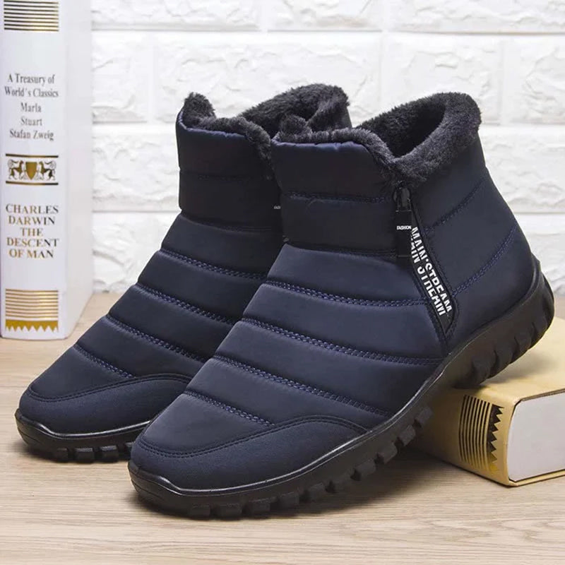 Men's Waterproof Warm Cotton Zipper Snow Ankle Boots