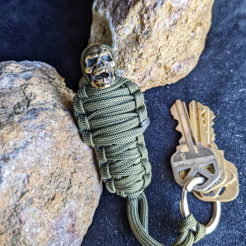 Paracord Keychain Mummy Brass Skull