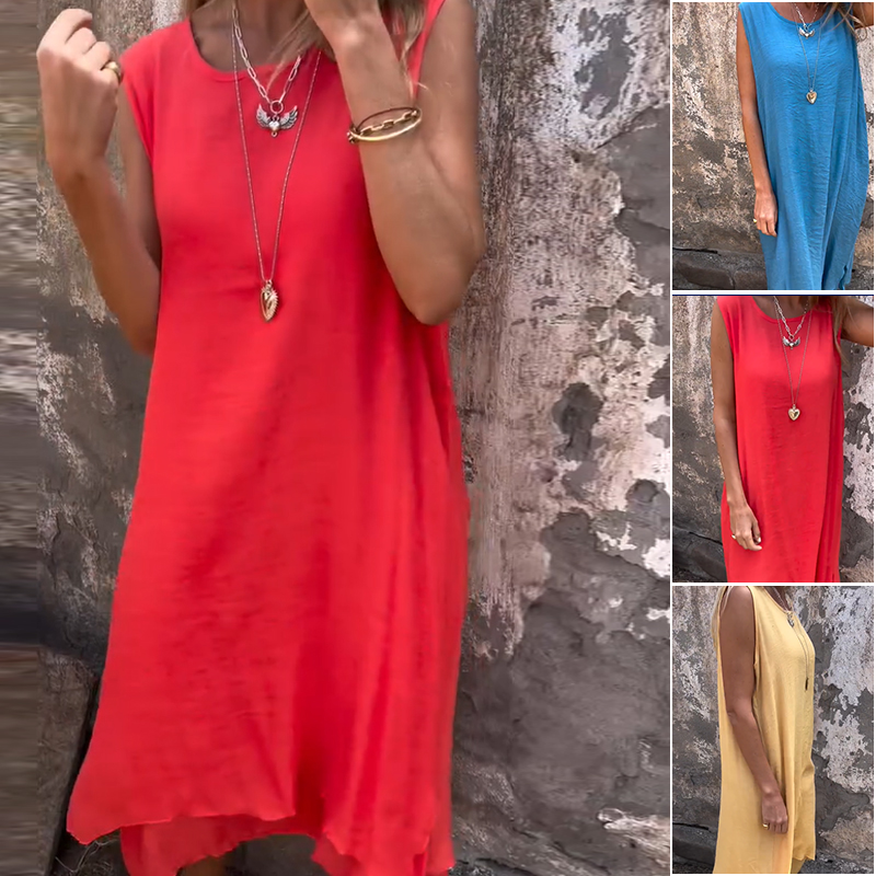 Women's Round Neck Sleeveless Casual Dress - Presale