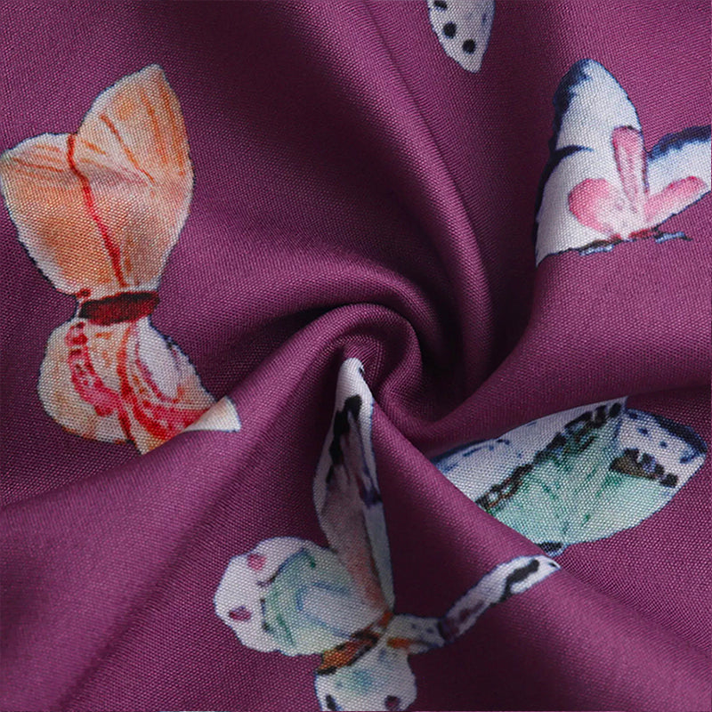 Butterfly Print Long Sleeve Lapel Shirt