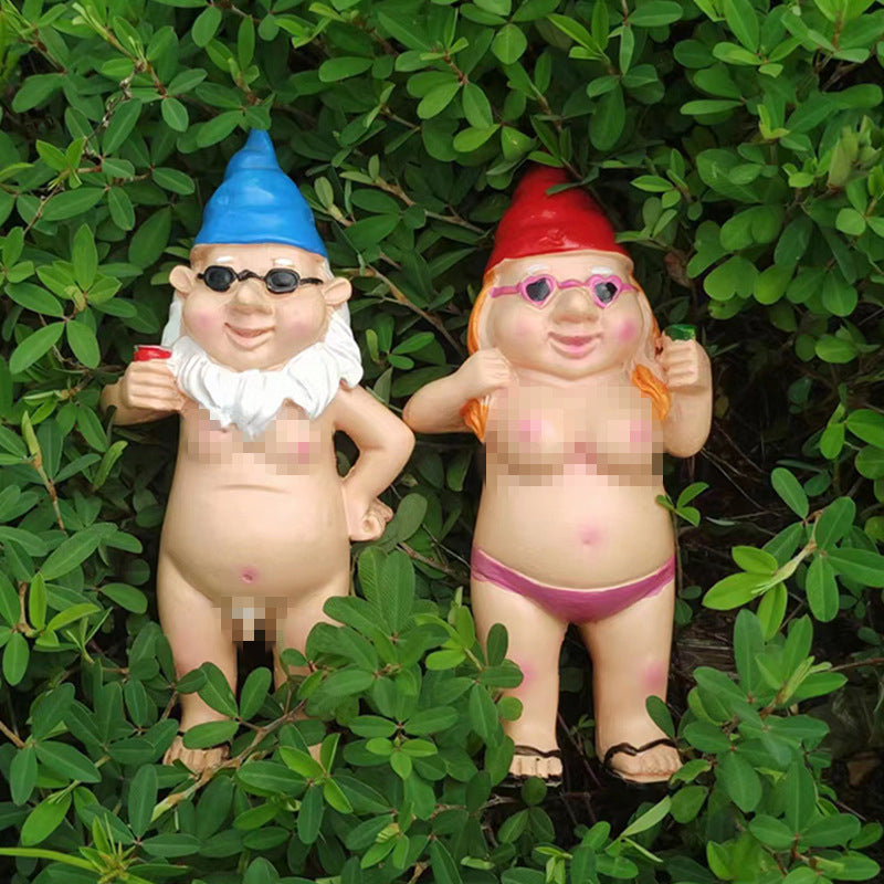 Naughty Garden Gnome Funny Statue