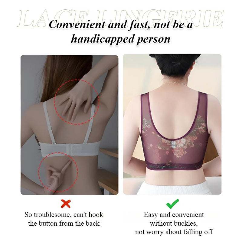 Comfortable lace bra without buttons