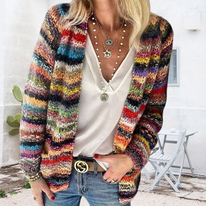 Women's Rainbow Striped Cardigan