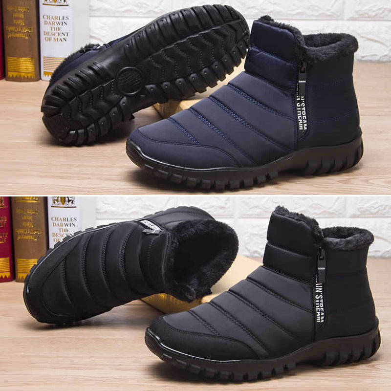 Men's Waterproof Warm Cotton Zipper Snow Ankle Boots