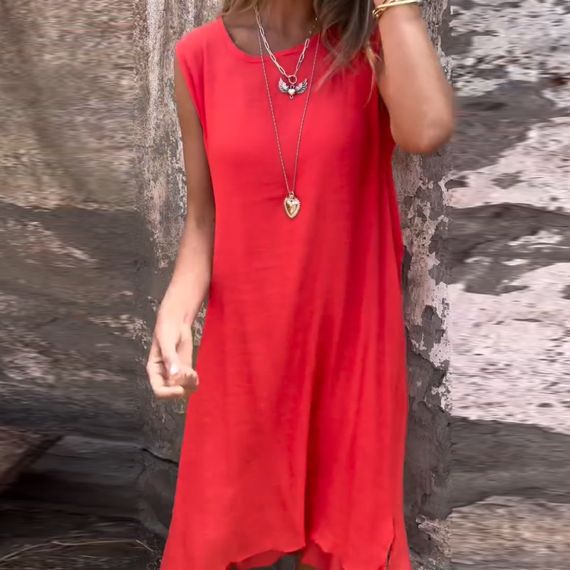 Women's Round Neck Sleeveless Casual Dress - Presale