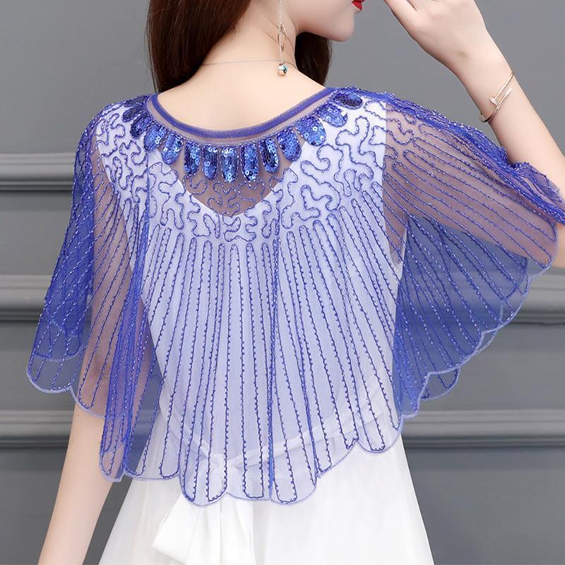 Vintage Women Sequin Cape Dress Shawl