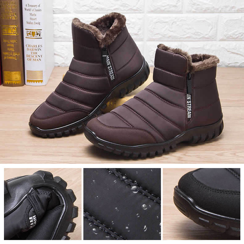 Men's Waterproof Warm Cotton Zipper Snow Ankle Boots