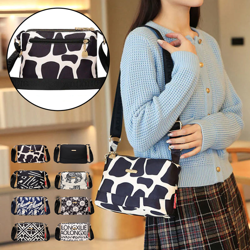 Women's Multi-Pocket Printed Crossbody Bag