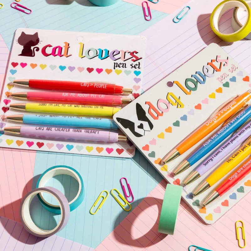 Pet Lovers Pens (Set of 5 black ink pens.)