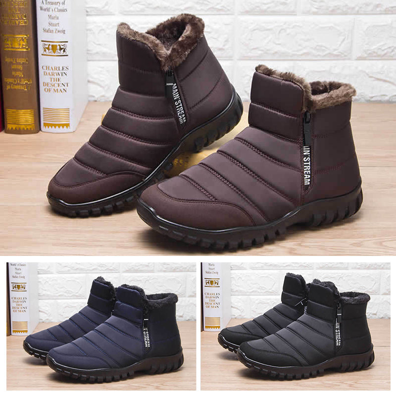 Men's Waterproof Warm Cotton Zipper Snow Ankle Boots