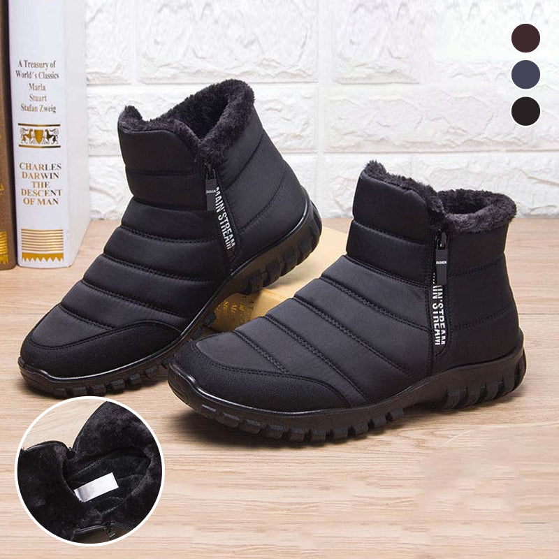 Men's Waterproof Warm Cotton Zipper Snow Ankle Boots