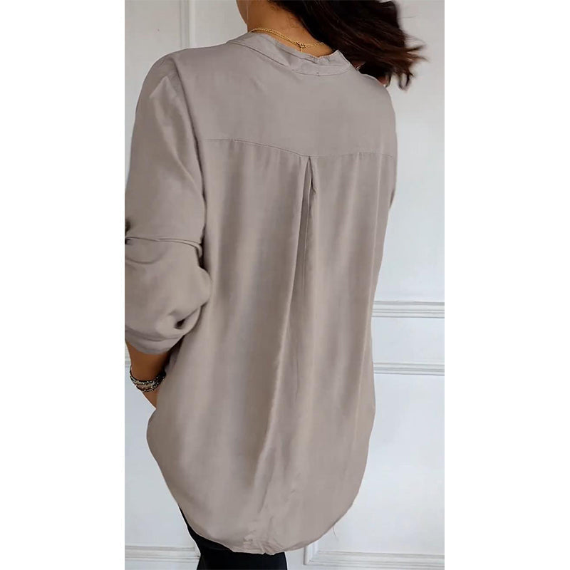 Paneled sequin button casual top