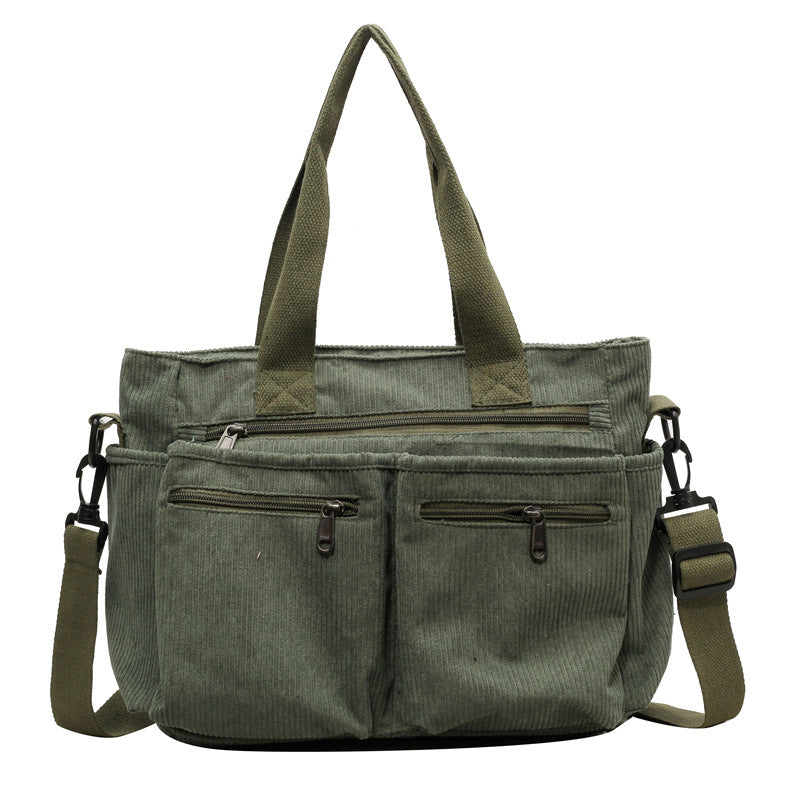 Solid Color Corduroy Tote Bag