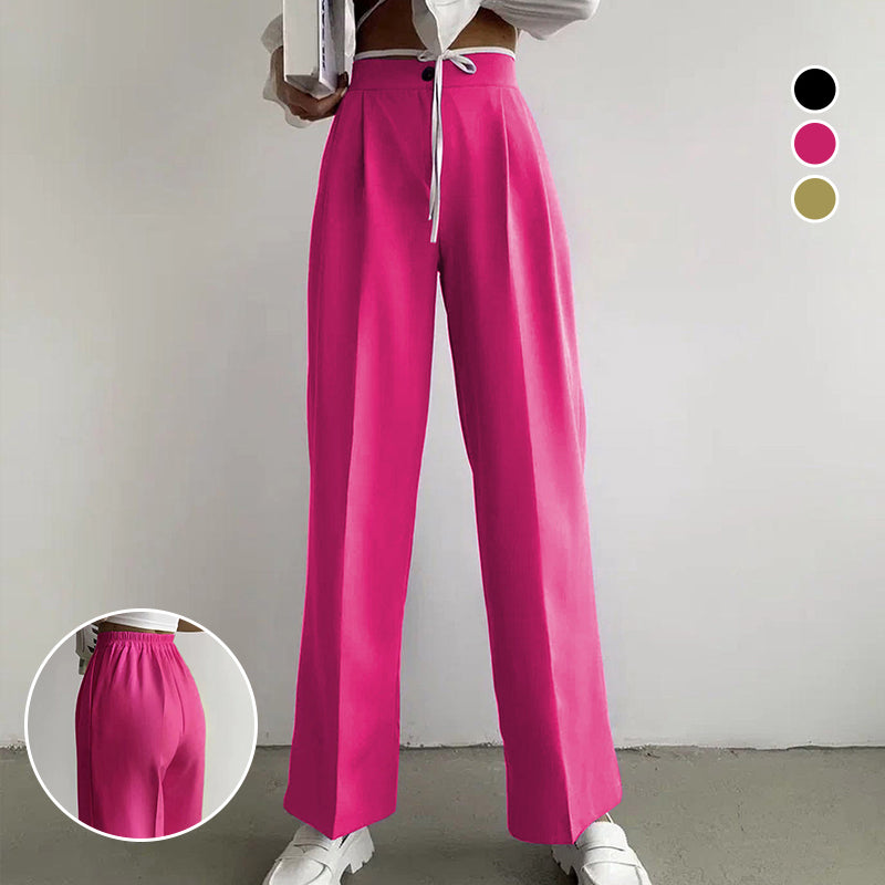 Solid Color Suit Elastic Waist Casual Pants