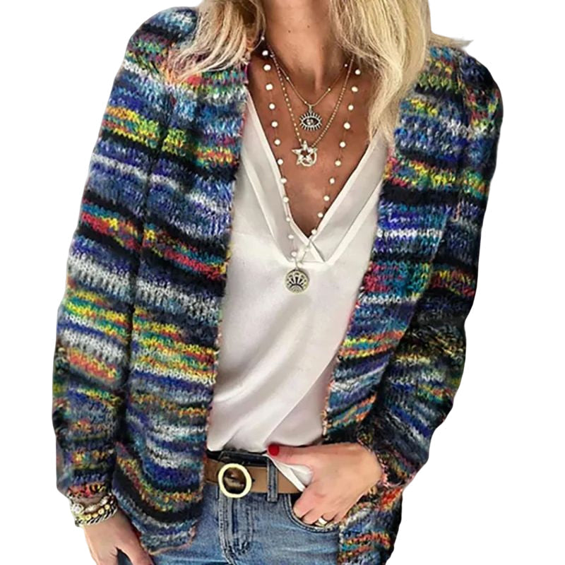 Women's Rainbow Striped Cardigan