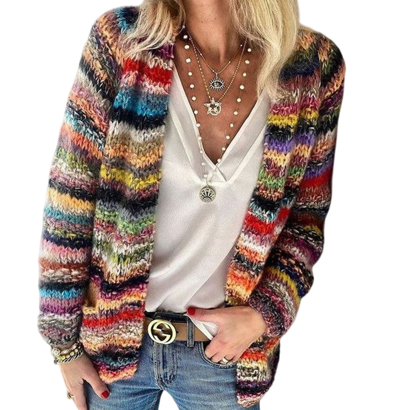 Women's Rainbow Striped Cardigan